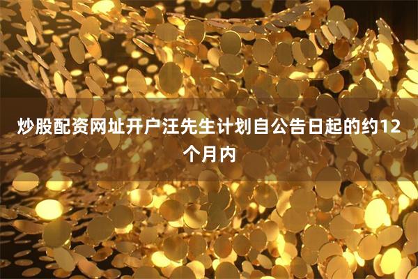 炒股配资网址开户汪先生计划自公告日起的约12个月内